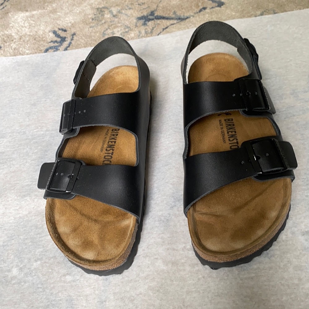 Birkenstock Milano 9.5 42 Black Leather Sandals